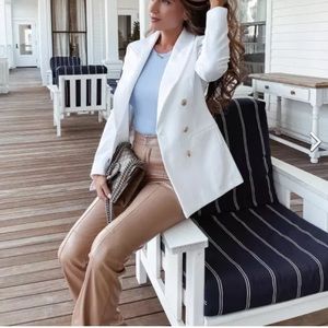 NWT Express Editor Double Breasted Novelty Button Blazer White XS